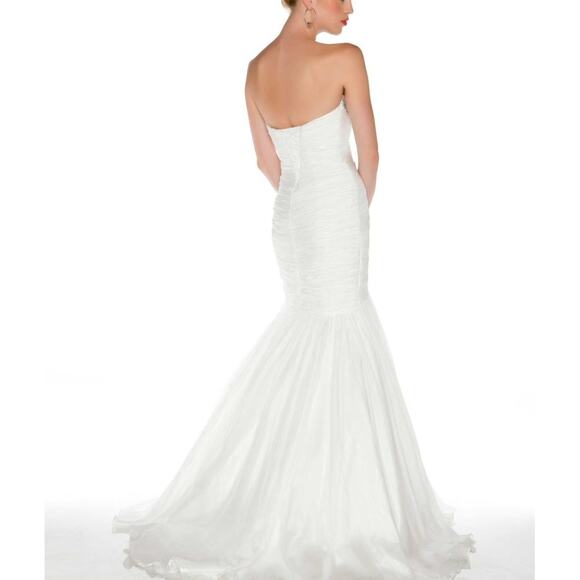 Mac Duggal Bustier Gown White Beaded Embellishments Size 10 NWT 64330 Wedding - Picture 9 of 16